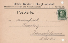 Bayern Firmenkarte Mit Tagesstempel Burgkundstadt 1916 Lk Lichtenfels Oskar Reuter Maschinenbauanstalt Kesselschmiede - Covers & Documents