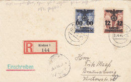GG: Portogerechte Einschreiben - Postkarte Von Krakau Nach Braunschweig - Besetzungen 1938-45