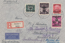 GG: Luftpostbrief Einschreiben Krakau-Hamburg - Occupation 1938-45