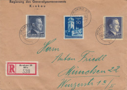 GG: MiF Auf Portogerechtem Einschreiben Krakau Nach München, 2. Gew. Stufe - Occupazione 1938 – 45