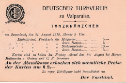 1912: Chile: Deutscher Tanzverein Valparaiso-Maritima - Einladung - Chile
