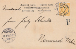 KuK Militärpost 1901: Mostar Nach Neuwied - Tax - Bosnia And Herzegovina