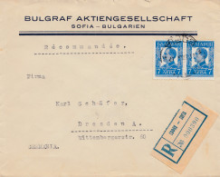 Bulgarien 1937: Sofia Als Einschreiben Nach Dresden - Other & Unclassified