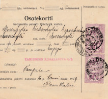 Finnland: 1919: Paketkarte Von Tampere - Autres & Non Classés