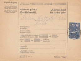 Finnland: Paketkarte Nach Salo 1931 - Autres & Non Classés