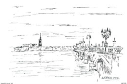 Art & Antiquités > Tableaux > Bordeaux Pont De Pierre Dessin Encre Original De Bernard Le Beguec - Dessins