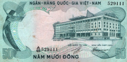 Billet Ngân Hàng Quốc Gia Việt Nam 1972: Dinh độc Lập (50, Nam Mươi Đồng) A/65 - Viêt-Nam