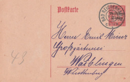 Bayern Ganzsache Mit Tagesstempel Bad Reichenhall 1919 Nach Waiblingen - Ganzsachen