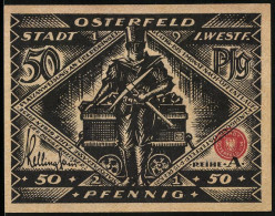 Notgeld Osterfeld I. W., 50 Pfennig, Bergmann Mit Spitzhacke  - Lokale Ausgaben