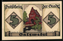 Notgeld Salzwedel 1921, 5 Pfennig, Am Steintor  - Lokale Ausgaben