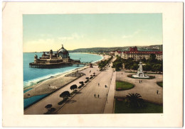 Photo Photochrom Photographe Inconnu,  Vue De Nizza, Pormenade Des Anglais Avec Monument  - Orte