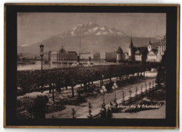 Fotografie Unbekannter Fotograf, Ansicht Lucerne, Promenade Im Ort Mit Blick Zum Hotel Schweizerhof  - Places