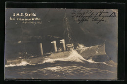 AK Kriegsschiff SMS Stettin Bei Schwerem Wetter  - Guerre