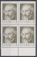 1974 , Mi 1465 ** (5) -  4er Block Postfrisch - 25. Todestag Von Edmund Eysler - Unused Stamps