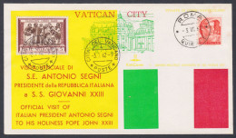 Vatican 1962 Private Cover Antonio Segni, Italian President, Pope John XXIII, Christian, Christianity, Catholic Church - Briefe U. Dokumente