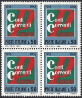 1968 Italia 1103 Conti Correnti Postali Quartina Mnh** - 1961-70: Nieuw/plakker
