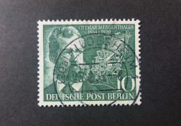 GERMANIA GERMANY ALLEMAGNE BERLINO 1954 CENTENAIRE DE LA NAISSANCE DE OTTMARE MARGENTHALER CAT YVERT N. N.105 - Used Stamps