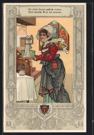 Künstler-AK Deutscher Schulverein Sig. T.Welzl: Kellnerin Serviert Einen Weinkrug  - Oorlog 1914-18