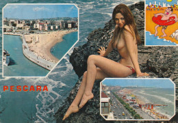 CARTOLINA  C18 PESCARA,ABRUZZO-MARE,SOLE,ESTATE,VACANZA,LUNGOMARE,SPIAGGIA,BARCHE A VELA,BELLA ITALIA,VIAGGIATA 1980 - Pescara