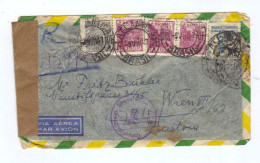 Brasilien, 1947, Flugpostkuvert Mit Mehrfachfrankatur, Zensurstempel Und -streifen; Rücks.Ank.stempel Von Wien (12802E) - Luchtpost