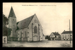 61 - CONDE-SUR-HUISNE - L'EGLISE ET LA PLACE - MAGASIN R. CHECHIN - Autres & Non Classés