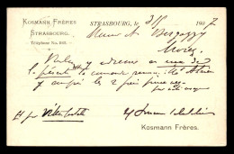 67 - STRASBOURG - KOSMANN FRERES - CARTE DE SERVICE - JUDAISME - Strasbourg