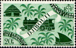Cte Des Somalis Poste N** Yv:247 Mi:259 France Libre Locomotive - Unused Stamps