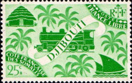 Cte Des Somalis Poste N** Yv:236 Mi:248 France Libre Locomotive (Petit Def.gomme) - Unused Stamps