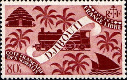 Cte Des Somalis Poste N** Yv:239 Mi:251 France Libre Locomotive - Unused Stamps