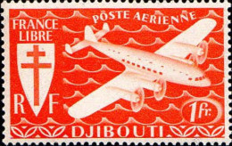 Cte Des Somalis Avion N** Yv: 1 Mi:195 Avion Quadrimoteur & Croix De Lorraine (Petit Def.gomme) - Ungebraucht