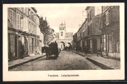 AK Vouziers, Leipzigerstrasse Mit Pferdewagen  - War 1914-18