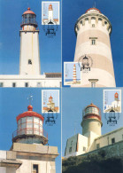 132  Phare: 4 Cartes Maximum 1er Jour Portugal, 1987 - Lighthouse Maximum Cards With FDCancel - Leuchttürme