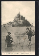CPA Le Mont Saint-Michel, Pecheurs Des Greves  - Le Mont Saint Michel