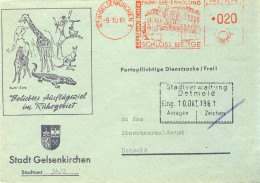 132  Zoo: Enveloppe à En-tête, Ema D'Allemagne 1961 - Ruhr-Zoo Gelsenkirchen, Germany - Otros & Sin Clasificación