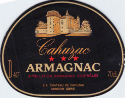 ALIMENTATION ETIQUETTES ARMAGNAC CAHUZAC GERS 9 X 11 CM - Alkohole & Spirituosen