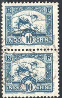 Indochine Poste Obl Yv:161 Mi:168 La Rizière Paire (Beau Cachet Rond) - Usados