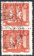 Indochine Poste Obl Yv:160 Mi:164 Ruines D'Angkor Paire (TB Cachet Rond) - Usados