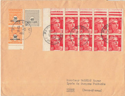 BLOC DE 10 GANDON 2F40 + CHAINES X3 SUR LETTRE PARIS 16/12/1953 POUR NIORT - Lettres & Documents