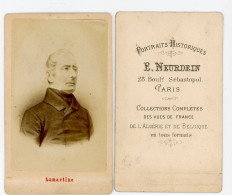 PHOTO ORIGINALE PHOTO 85mm X 55mm LAMARTINE PHOTO SIGNEE DE E.NEURDEIN 28 BOULD SEBASTOPOL PARIS - Célébrités