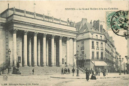 44 - Nantes - Le Grand-Théatre Et La Rue Crébillon - Animée - Oblitération Ronde De 1907 - CPA - Voir Scans Recto-Verso - Nantes