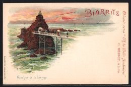 Lithographie Biarritz, Rocher De La Vierge  - Biarritz