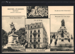 CPA Belfort, Hotel Jeannine, Lion De Belfort, Monument Des Trois Sièges, Statue Quand-Meme  - Belfort – Siège De Belfort