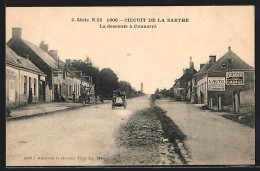 CPA Connerré, Vue De La Rue Avec Einzelnem Auto  - Sonstige & Ohne Zuordnung