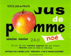 ALIMENTATION ETIQUETTES JUS DE POMME NOE SELECTION MAROLAN H GRUMEL SAINT MAURICE DE BEYNOST 7 X 9 CM - Lemonades & Sodas