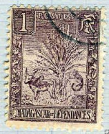 Madagascar Poste Obl Yv: 63 Mi:59 Arbre Du Voyageur & Zébu (cachet Rond) - Used Stamps