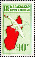 Madagascar Avion N** Yv:16 Mi:272 Avion Survolant L'île - Aéreo