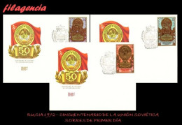 RUSIA SPD-FDC. 1972-36 CINCUENTENARIO DE LA UNIÓN DE REPÚBLICAS SOCIALISTAS SOVIÉTICAS - FDC