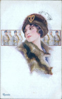 An719 Cartolina Donnina Lady Militare Militari Russia Illustratore Artist - Other & Unclassified