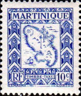 Martinique Taxe N* Yv:27 Mi:27 Carte De La Martinique (Trace De Charnière) - Segnatasse