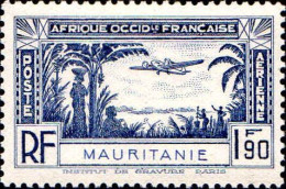 Mauritanie Avion N* Yv: 1/5 Avion Survolant Palmiers (Trace De Charnière) - Ungebraucht